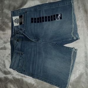 High waisted 5" inseam stretchy cut off jean shorts
